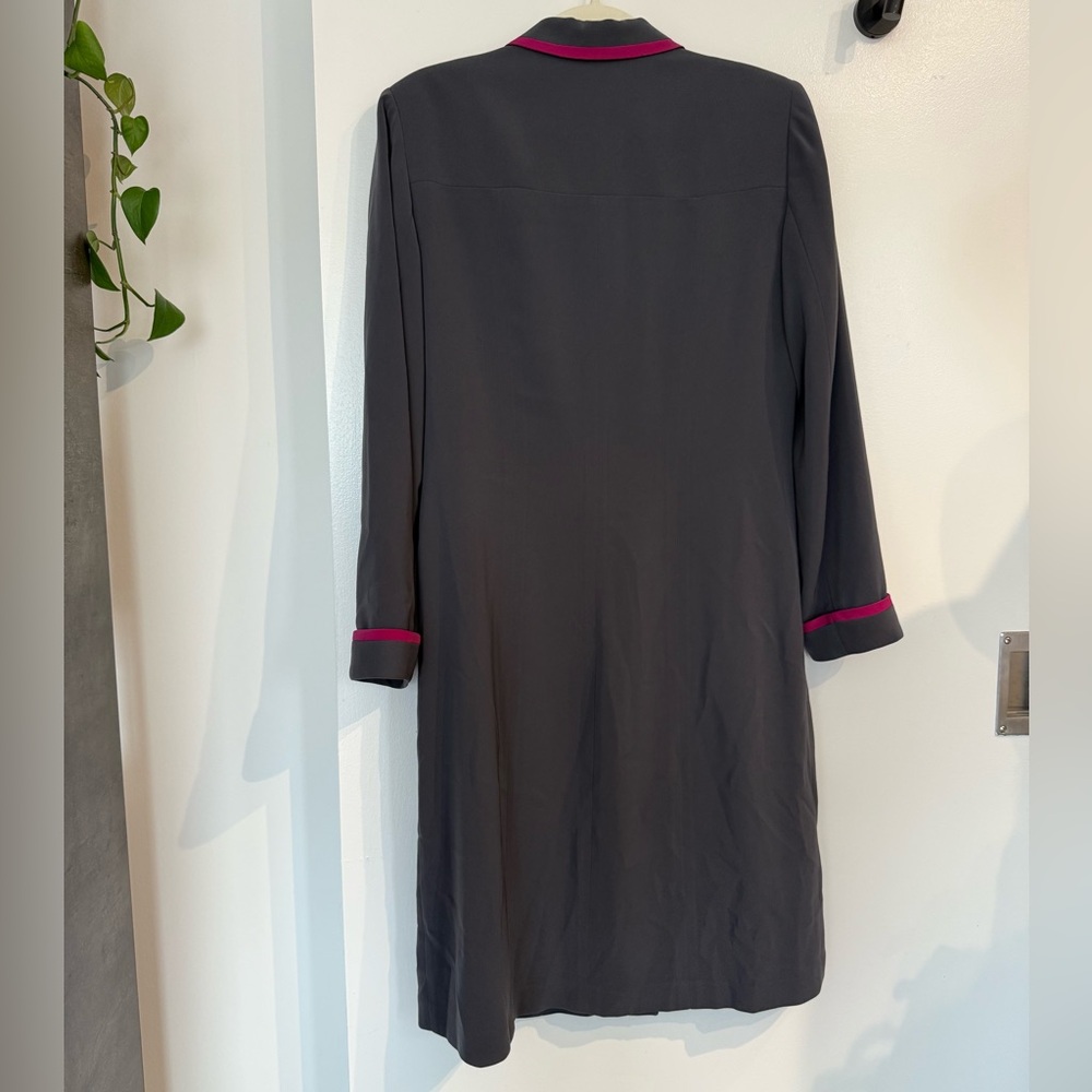 Kasper Gray Trench Coat with Pink Trim - Picture 4 of 4
